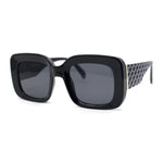 Womens Thick Plastic Mod Diamond Arm Designer Rectangular Fashion Sunglasses