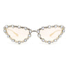 Womens Heavy Large Rhinestone Jewel Luxury Metal Rim Cat Eye Sunglasses