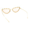 Womens Heavy Large Rhinestone Jewel Luxury Metal Rim Cat Eye Sunglasses