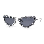 Womens Heavy Large Rhinestone Jewel Luxury Metal Rim Cat Eye Sunglasses