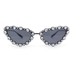 Womens Heavy Large Rhinestone Jewel Luxury Metal Rim Cat Eye Sunglasses