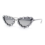 Womens Heavy Large Rhinestone Jewel Luxury Metal Rim Cat Eye Sunglasses