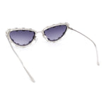 Womens Heavy Large Rhinestone Jewel Luxury Metal Rim Cat Eye Sunglasses