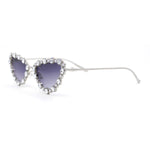 Womens Heavy Large Rhinestone Jewel Luxury Metal Rim Cat Eye Sunglasses