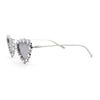 Womens Heavy Large Rhinestone Jewel Luxury Metal Rim Cat Eye Sunglasses