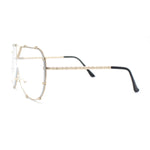 Luxurious Designer Shield Rimless Oversized Racer Metal Frame Mogul Sunglasses