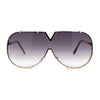 Luxurious Designer Shield Rimless Oversized Racer Metal Frame Mogul Sunglasses