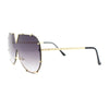 Luxurious Designer Shield Rimless Oversized Racer Metal Frame Mogul Sunglasses