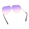 Luxurious Designer Shield Rimless Oversized Racer Metal Frame Mogul Sunglasses