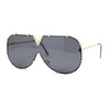 Luxurious Designer Shield Rimless Oversized Racer Metal Frame Mogul Sunglasses