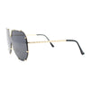 Luxurious Designer Shield Rimless Oversized Racer Metal Frame Mogul Sunglasses