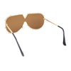 Luxurious Designer Shield Rimless Oversized Racer Metal Frame Mogul Sunglasses