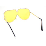 Luxurious Designer Shield Rimless Oversized Racer Metal Frame Mogul Sunglasses