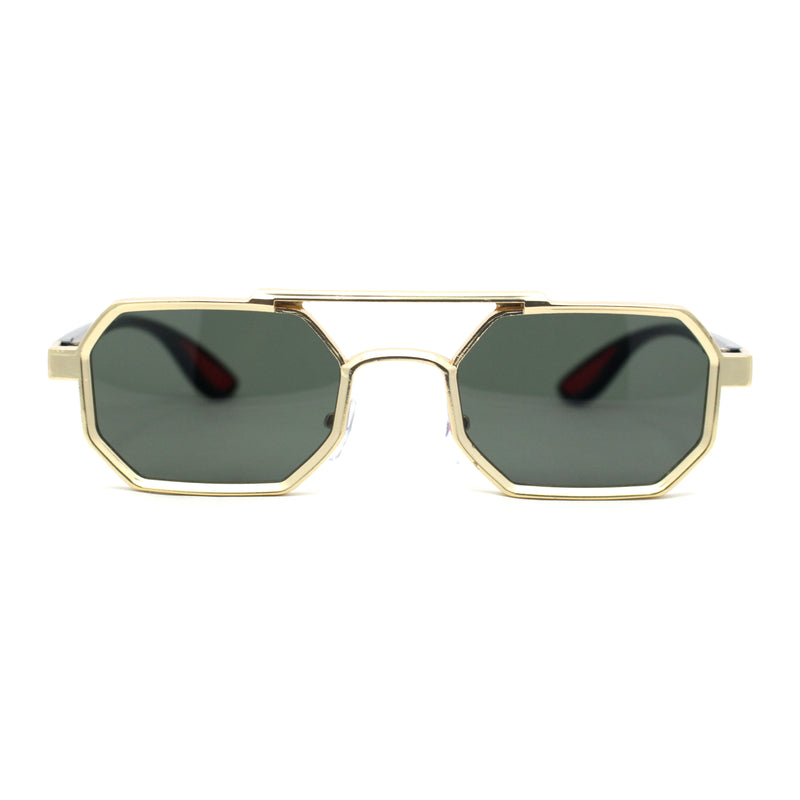 Trendy Micro Octagon Hipster Small Metal Rim Vintage Hustler Rectangle Sunglasses