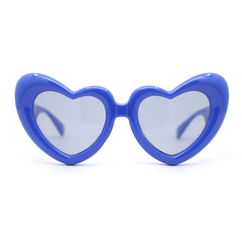 Iconic Womens Bubble Thick Valentines Heart Shape Plastic Fun Sunglasses