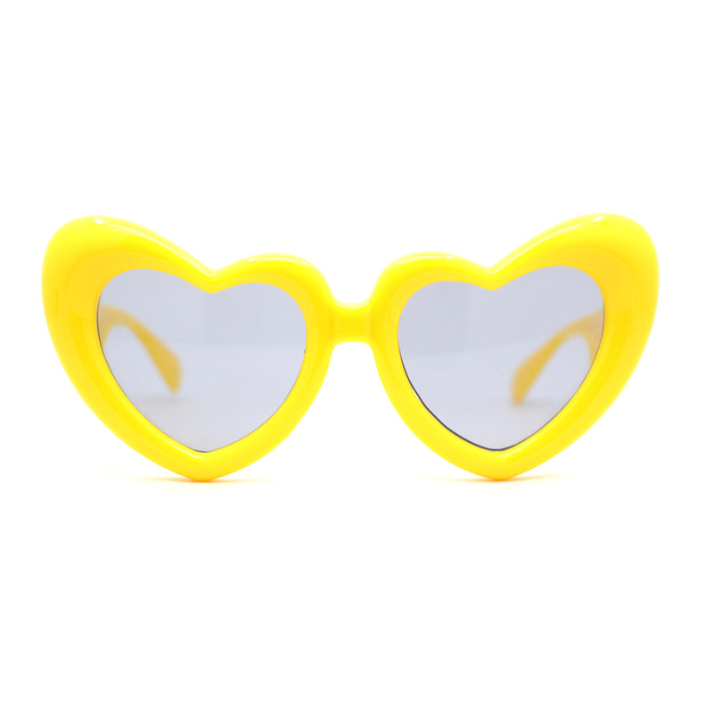 Iconic Womens Bubble Thick Valentines Heart Shape Plastic Fun Sunglasses