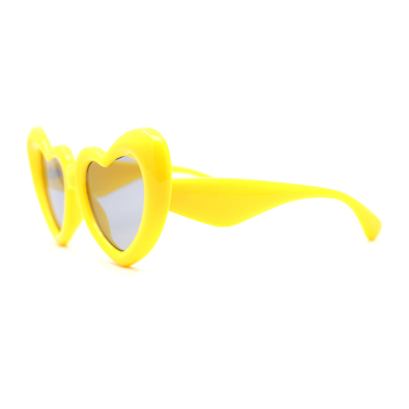 Iconic Womens Bubble Thick Valentines Heart Shape Plastic Fun Sunglasses