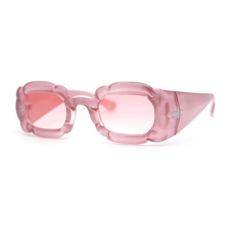 Womens Unique Cloud Shape Rectangular Mod Plastic Fashion Sunglasses