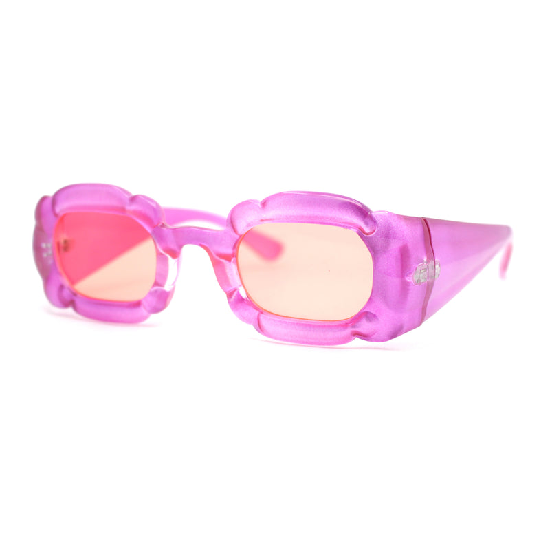 Womens Unique Cloud Shape Rectangular Mod Plastic Fashion Sunglasses