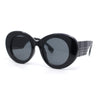 Womens Classy Plaid Arm Thick Plastic Round Mod Retro Sunglasses