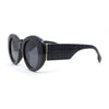 Womens Classy Plaid Arm Thick Plastic Round Mod Retro Sunglasses