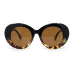 Womens Classy Plaid Arm Thick Plastic Round Mod Retro Sunglasses