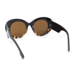 Womens Classy Plaid Arm Thick Plastic Round Mod Retro Sunglasses