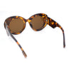 Womens Classy Plaid Arm Thick Plastic Round Mod Retro Sunglasses