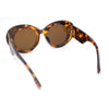 Womens Classy Plaid Arm Thick Plastic Round Mod Retro Sunglasses