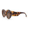 Womens Classy Plaid Arm Thick Plastic Round Mod Retro Sunglasses