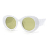 Womens Classy Plaid Arm Thick Plastic Round Mod Retro Sunglasses