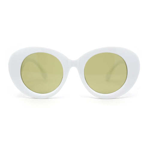 Womens Classy Plaid Arm Thick Plastic Round Mod Retro Sunglasses