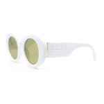 Womens Classy Plaid Arm Thick Plastic Round Mod Retro Sunglasses