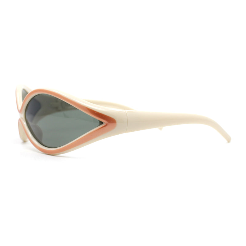 Womens Oval Tear Drop Retro Thin Plastic Trendy 90s Sport Sunglasses