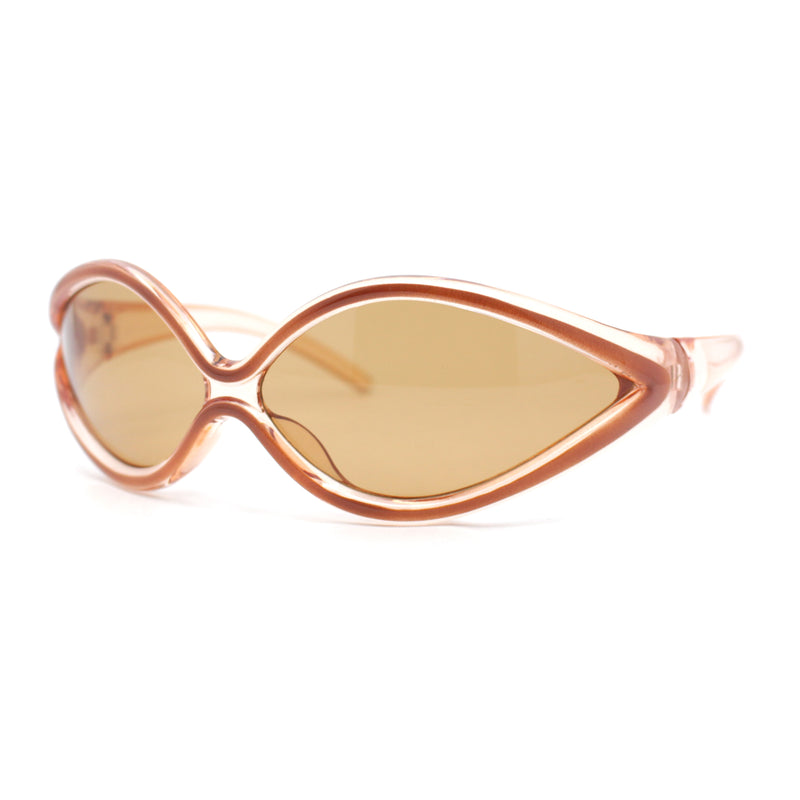 Womens Oval Tear Drop Retro Thin Plastic Trendy 90s Sport Sunglasses