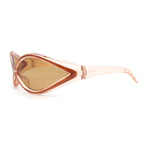 Womens Oval Tear Drop Retro Thin Plastic Trendy 90s Sport Sunglasses