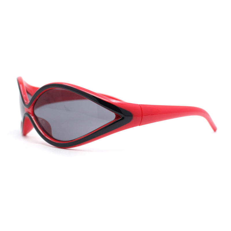 Womens Oval Tear Drop Retro Thin Plastic Trendy 90s Sport Sunglasses