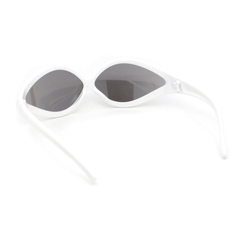 Womens Oval Tear Drop Retro Thin Plastic Trendy 90s Sport Sunglasses