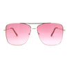 Womens Oversized Classy Minimal Rectangle Metal Rim Fashion Sunglasses