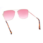 Womens Oversized Classy Minimal Rectangle Metal Rim Fashion Sunglasses