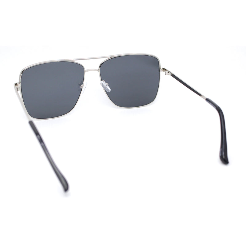 Womens Oversized Classy Minimal Rectangle Metal Rim Fashion Sunglasses