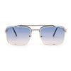 Mens Luxury Beveled Lens Rectangular Mobster Mafia Metal Rim Sunglasses