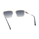 Mens Luxury Beveled Lens Rectangular Mobster Mafia Metal Rim Sunglasses