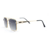 Mens Luxury Beveled Lens Rectangular Mobster Mafia Metal Rim Sunglasses