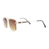 Mens Luxury Beveled Lens Rectangular Mobster Mafia Metal Rim Sunglasses