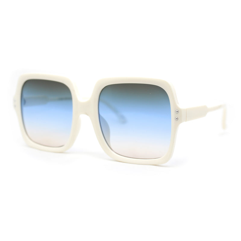 Womens Minimal Oversized Plastic Rectangle Butterfly Fashion Sunglasses