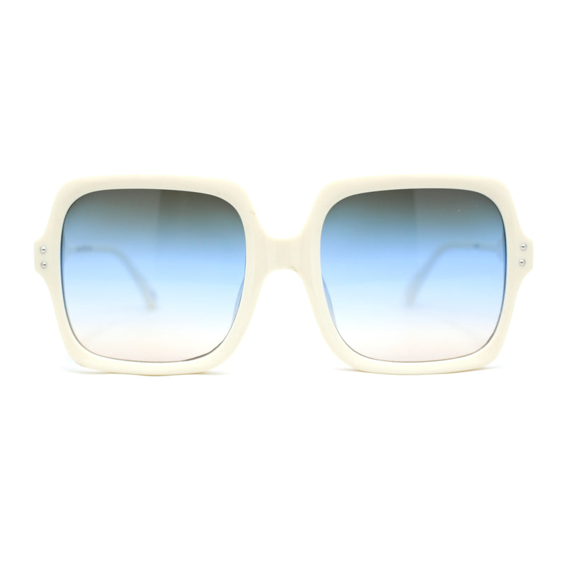 Womens Minimal Oversized Plastic Rectangle Butterfly Fashion Sunglasses