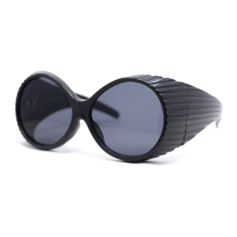 Womens Exaggerated Vintage Round Windbreak Goggle Style Wrap Sunglasses