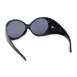 Womens Exaggerated Vintage Round Windbreak Goggle Style Wrap Sunglasses