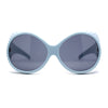 Womens Exaggerated Vintage Round Windbreak Goggle Style Wrap Sunglasses